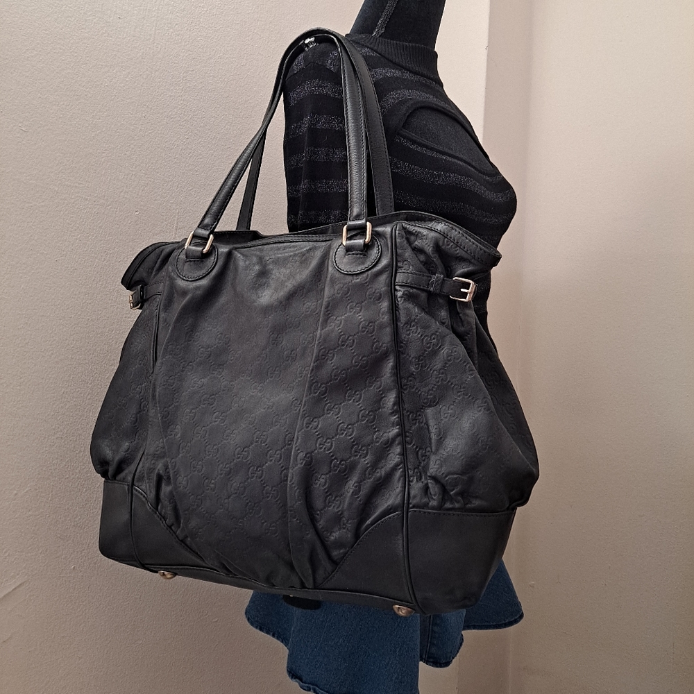 Gucci Horsebit Embossed Leather Tote Bag